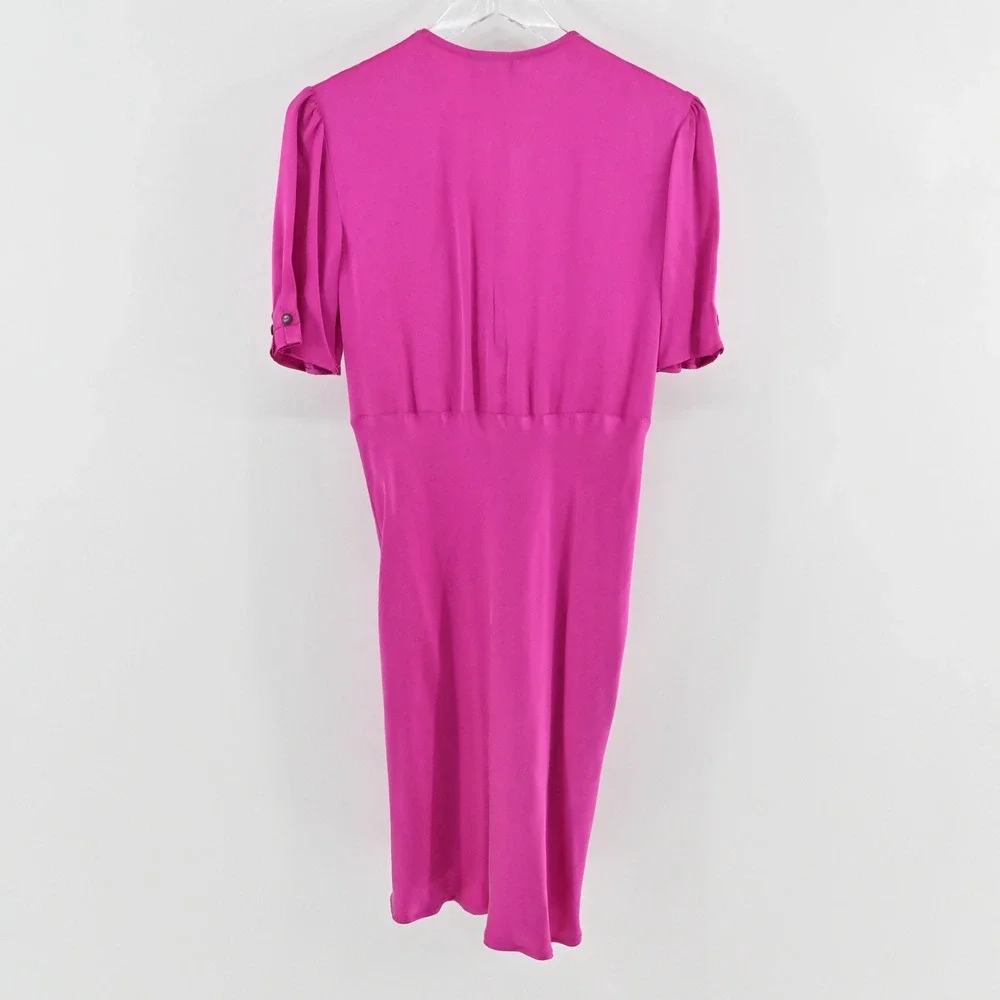 Vtg ABS Pink Silk‎ Dress Size 6 Draped Bust Romantic Cocktail Dopamine Y2k 90s